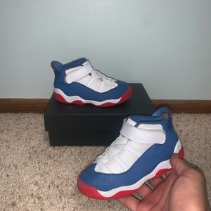 Jordan 6 Rings Shoes Sneakers 323420-140 White / Blue / Red Toddler Size 9C